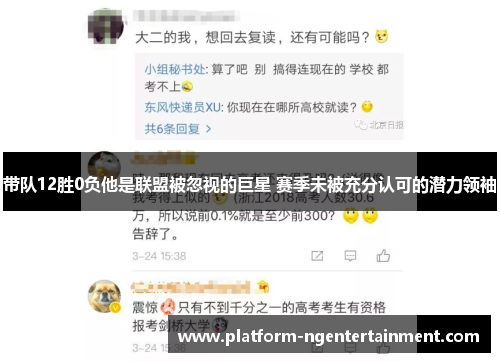 带队12胜0负他是联盟被忽视的巨星 赛季未被充分认可的潜力领袖