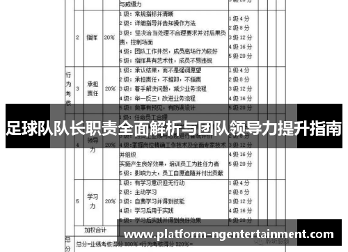 足球队队长职责全面解析与团队领导力提升指南