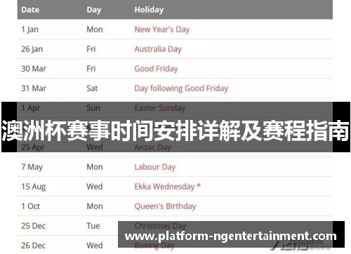 澳洲杯赛事时间安排详解及赛程指南